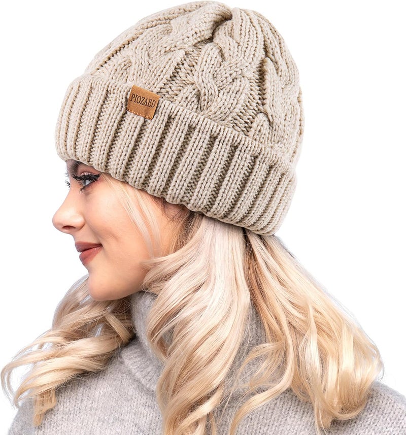 PIOZAED Womens Winter Knitted Beanie Hat Knit Warm Skull Cap Skull Cap Beanie for Women 2 Packs - Image 2